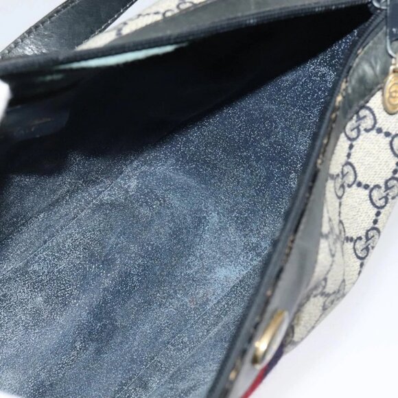 GUCCI GG Supreme Sherry Line Shoulder Bag PVC Navy Gold 10 2 8840 Auth 127091 - Picture 12 of 16